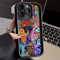 Coque de téléphone antichoc en TPU souple avec motif champignon coloré thème Halloween pour iPhone 17 Air 16 15 14 13 Pro Max – Housse arrière stylée