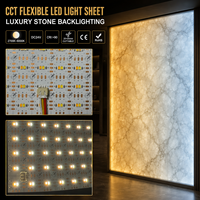 Feuille de rétroéclairage LED en pierre découpable, panneau LED à CRI 90 élevé, tapis lumineux adhésif 3M pour projets intérieurs de luxe en onyx