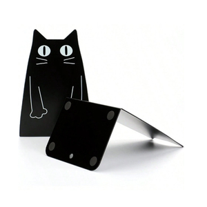 U-Shaped Cat Design Metal <b>Book</b> Ends Black + White Color Simple Modern Style Customized Size for Home Decor Storage <b>Books</b> CDs - Product Image 6