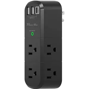 2023 produk baru Multi steker US 6 AC Outlet dengan USB-C Port dapat dipasang pelindung dinding adaptor Tap