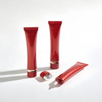 Tubi Ovali Vuoti in Plastica Rossa di Lusso da 30ml con Tappo a Vite Dorato per Detergente Viso, Crema Solare, Primer, BB e CC Cream