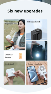 <span class=keywords><strong>2025</strong></span> Xách Tay Cầm Tay Mini Pocket Fan One-Touch Điều Khiển Thông Minh Hiển Thị Kỹ Thuật Số Mặc USB Powered Năm Tốc độ Không Cánh - Product Image 6