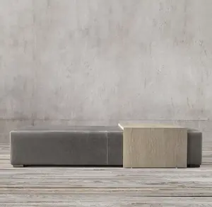 Pont moderne américain en cuir table basse rectangulaire pouf ensemble de meubles de salon pour villa de luxe appartement - Product Image 2