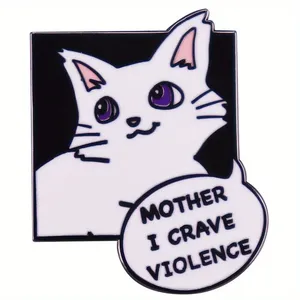 Mère I Crave Violence Cute Cat Brooch Fun Backpack Decoration Collar Clip Badge - Product Image 5
