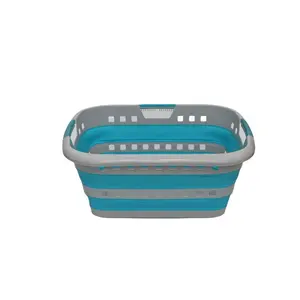 Space saving foldable laundry basket Plastic Rectangle laundry large kid foldable laundry hamper Collapsible basket