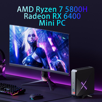 HelorPC PC PC de jeu AMD R7 5800H RX 6400 DDR4 64GB M.2 SSD HD-MI TYPE-C DP 2 Ports Ethernet Mini ordinateur pc pour jeu avec ventilateur