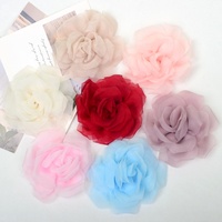 Kain Organza Chiffon 10cm dengan Inti Bunga Mawar Buatan dari Kain Kasa untuk Dekorasi Gaun Pengantin, Topi, DIY, Aplikasi Jahit untuk Renda Prancis