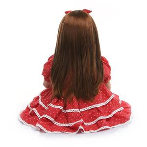 Poupée bébé fille avec corps en tissu de 60 cm et membres en vinyle de silicone, avec accessoires gratuits, poupée reborn en silicone de 24 pouces - Product Image 5