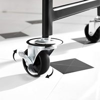Chariot de rangement mobile SHINING pour cuisine et salle de bain, en PP, hêtre et métal, avec paniers empilables, roulettes et pliable à trois niveaux