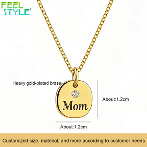 Collier pendentif délicat incrusté de zircon 5A, couleur or plaqué PVD, cadeau pour la fête des mères, acier inoxydable 316L, collier avec breloque personnalisée - Product Image 5