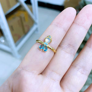 Blanche-Neige Sirène Dessin Animé Blanche-Neige Princesse Anneau Anneau Ouvert Réglable Pour Les Femmes Plaqué Or Sirène Cristal Princesse Anneaux - Product Image 5