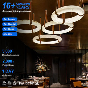 新作デザイン カスタムシャンデリア アートダイニング リビング 寝室 円形リング ホワイト大理石アラバスター ペンダントライト - Product Image 1