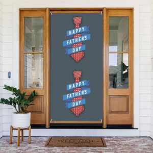 Joyeuse Fête des Pères – Housse de porte à carreaux bleus, Bannière de porte pour la Fête des Pères, Éléments de gentleman, Bannières suspendues, Fournitures personnalisables - Product Image 4