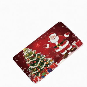 Alfombra de Felpa Navideña Antideslizante para Baño, Decoración Navideña para el Hogar, Diseño de Santa Claus y Árbol de Navidad - Product Image 1