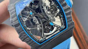 Reloj Mecánico de Lujo Unisex con Cristal de Zafiro, Fibra de Carbono, 43MM, Estilo Deportivo Azul, Esfera con Agujas, Correa de Alta Calidad de 20MM - Product Image 2