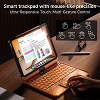 IFacemall Casing Keyboard Nirkabel Rotasi 360 untuk iPad Air 4/5/6 (10.9/11-inci) 2025 LED Backlit 7 Warna untuk 5.3