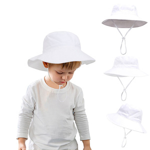 Sombrero de protección solar de verano para niños Poliéster personalizado Niños Niño Cordón personalizado Cubo Sombreros de playa con cuerda - Product Image 4