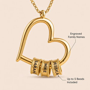 Collier familial personnalisé avec perle gravée du nom, pendentif cœur ouvert, carte de message pour ma femme, cadeau de bijoux pour femme, anniversaire - Product Image 4