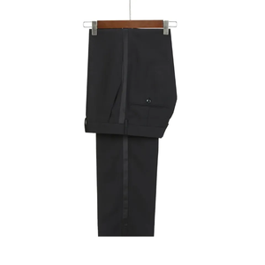 Abiti da uomo neri su misura 2 pezzi <span class=keywords><strong>smoking</strong></span> con risvolto in raso doppio petto Costume da festa nuziale Homme Groom Boutuque <span class=keywords><strong>abito</strong></span> da uomo - Product Image 4