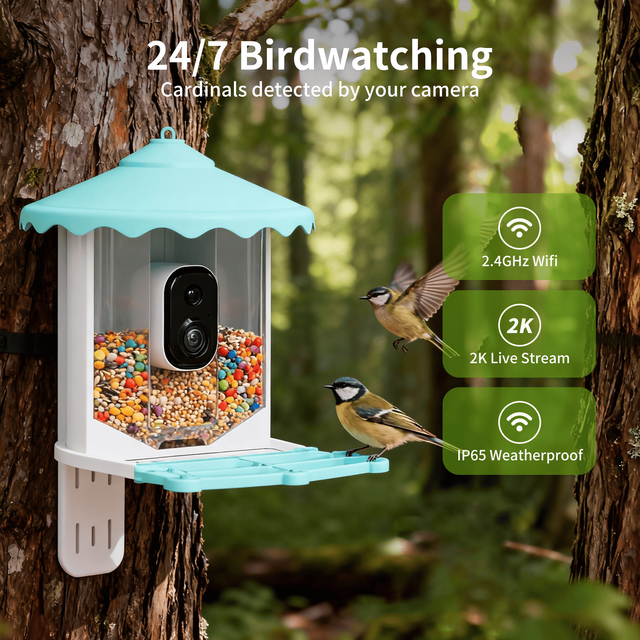 3MP Smart AI Intelligent Automatic Bird Feeder Solar Powered Bird Feeder With Camera
