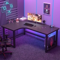 Bureau de jeu en forme de L |   Minimalisme moderne en fibre de carbone noire |   Ordinateur d'angle robuste, résistant à la saleté, grande capacité, pour une personne