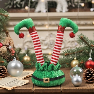 <b>Christmas</b> Elf Decoration with Red and White Striped Belt Bendable Feet <b>for</b> <b>Tree</b> Ornament Tabletop Display Festive Figurine - Product Image 4