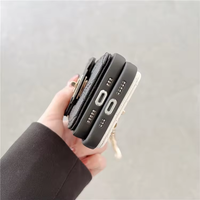 Sarung kartu kredit kotak-kotak, dompet ponsel pola kotak-kotak dengan rantai Diagonal untuk iPhone 15 14 13 12 11 pro max plus