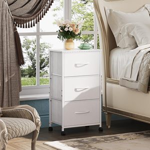 Gabinete de Almacenamiento SENYU Blanco de 3 Cajones con Ruedas, Diseño Minimalista para Dormitorio, Estructura Metálica, Panel MDF, Mueble Modular - Product Image 1