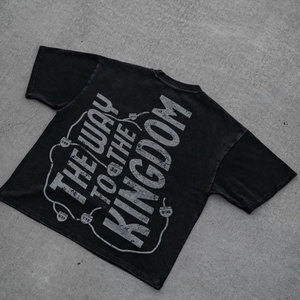 Drop Shoulder Slim Fit Übergroße Baumwolle O-Ausschnitt <span class=keywords><strong>Cropped</strong></span> Boxy Fit Dtg Siebdruck Custom Letter Herren <span class=keywords><strong>Cropped</strong></span> Graphic T-Shirt - Product Image 5