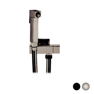 Juego de hidrobrosas con manguera y soporte cuadrado de latón, negro mate, 7 cm de largo, 15 cm de ancho, 22 cm de altura, accesorios para baño - Product Image 1