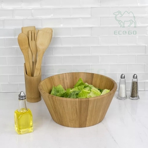 Bol à salade biodégradable en bambou de première classe bol de service de pâtes de fruits en bois naturel comptoir de cuisine - Product Image 2