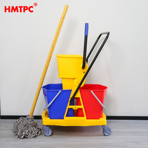 Système en plastique de vadrouille à triple seau pour le nettoyage de l'hôtel Chariot pliant de balayage à domicile Nettoyage manuel du chariot d'<span class=keywords><strong>essoreuse</strong></span> de vadrouille - Product Image 3