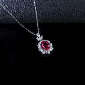 925 Sterling Silver Lab-Grown <b>Ruby</b> <b>Necklace</b> - Product Image 3