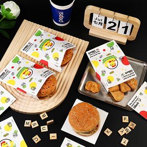 Custom Professional Eco-Friendly Kraft Takeout Bags Disposable <b>Grease</b> Proof PE Coated Sandwich Burger Wrapping Food-safe Takeout - Product Image 1