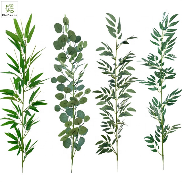 Длинный стебель искусственные шелковые листья ивы Ruscus ветка бамбука зелень для дома декоративная Свадебная листва эвкалипт
