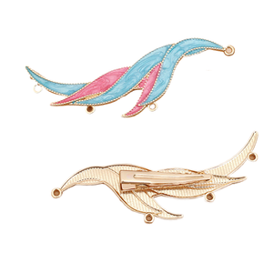 jiangc (15198) Lengua de pato con base incrustada de nácar y hojas perforadas de aleación de esmeralda - Product Image 3