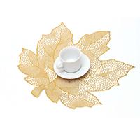 Napperons de table en PVC écologique, style européen, feuille d'érable dorée, isolation thermique, 38 cm x 1 cm d'épaisseur, forme irrégulière