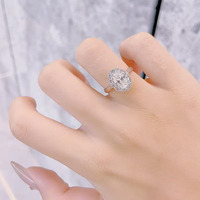 Superbes bagues de fiançailles en platine Pt950 à tige droite et coupe ovale fine, avec 4 griffes, pour femmes, serties de diamants de laboratoire cultivés
