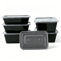 Contenants alimentaires en plastique carrés légers et économiques de 1750 ml avec couvercles pour la vente en gros, idéaux pour les boîtes à emporter des restaurants
