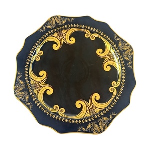 Western <b>Black</b> Sunflower <b>Dinner</b> <b>Set</b> Fine Bone China 4pcs Plate <b>Set</b> Dinnerware Irregular Creamic Weeding Charger Plates - Product Image 1