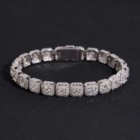 Bracelet cubain en argent sterling 925 avec grappe de moissanite 8 mm, style hip-hop tendance pour homme