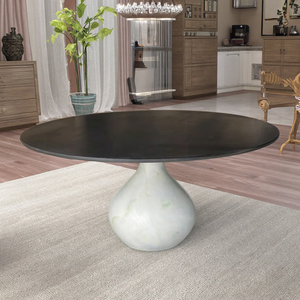Table à manger italienne de luxe avec base en marbre naturel, plateau tournant rond et léger pour meubles de maison modernes - Product Image 6