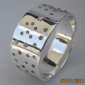 Diamond <b>Silver</b> Sterling 92.5 <b>Bracelet</b> and <b>Bangle</b> with 7.00ct Round Faceted Stones Elegant Jewelry Collection - Product Image 1