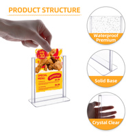 Porte-affiches Kejea A7 Porte-cartes en plastique Double support transparent pour menus Porte-numéros de table robuste pour bureau, hôtel, magasin