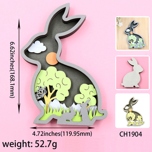 Thân Thiện Với Môi Nghệ Thuật Dân Gian Gỗ Thủ Công Đồ Trang Trí Bunny Hoa Trang Trí Nhà Trên Ván Ép - Product Image 2