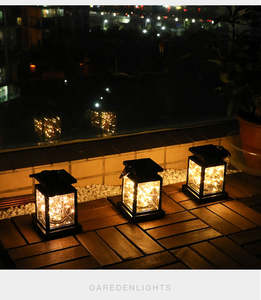 โคมไฟพลังงานแสงอาทิตย์โลหะสีดำพร้อมไฟประดับตกแต่งสำหรับวางบนโต๊ะและแขวนสำหรับสวน ระเบียง และงานอีเว้นท์ - Product Image 2