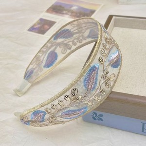 Nueva Diadema de Plumas con Diseño de Girasol y Flor de la Fortuna, Bordada, de Borde Ancho, de Lujo Ligero, con Dientes Internos Antideslizantes, Accesorios - Product Image 2