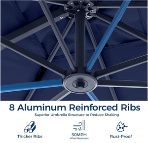 Moderno Aluminio Exterior Solar LED Paraguas 1,5 m Inclinación Playa Base Incluida Plegable Impermeable Tela Muebles de Exterior para Jardín - Product Image 6