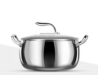 Marmite à soupe domestique en acier inoxydable 316 à double poignée, épaissie avec couvercle, trois couches, pour cuisson et ragoût, pot polyvalent