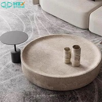 Table basse HZX STONE durable, écologique et moderne en FRP avec socle en marbre, design rond, meubles de salon